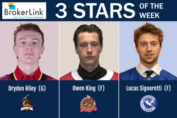 NOJHL names its BrokerLink Insurance 3 Stars of the Week